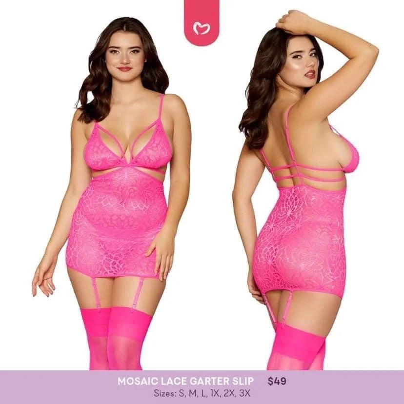 Mosaic Lace Garter Slip