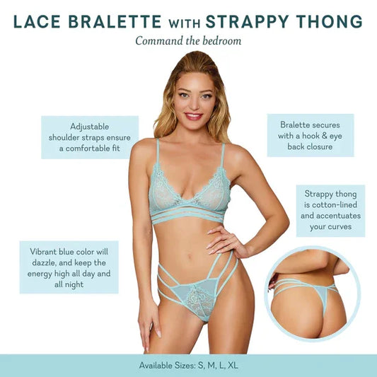 Lace Bralette With Strappy Thong