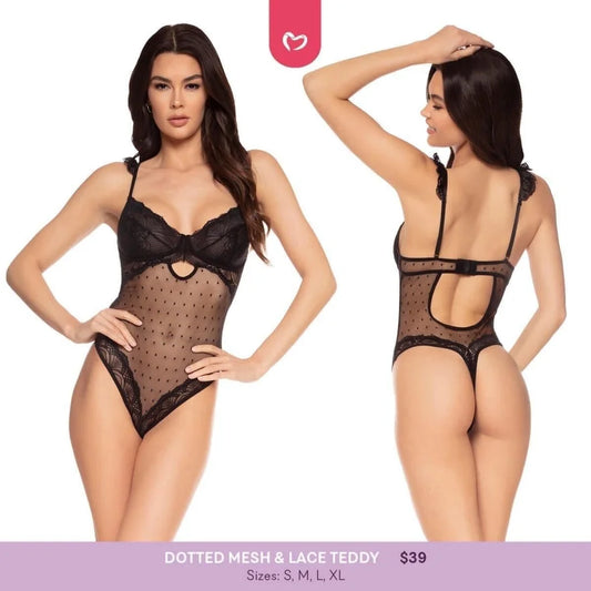 Dotted Mesh & Lace Teddy